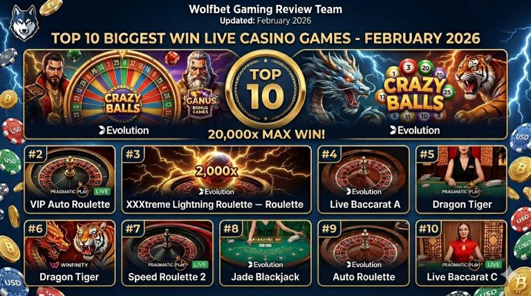 Top 10 Biggest Win Live Casino Games – February 2026