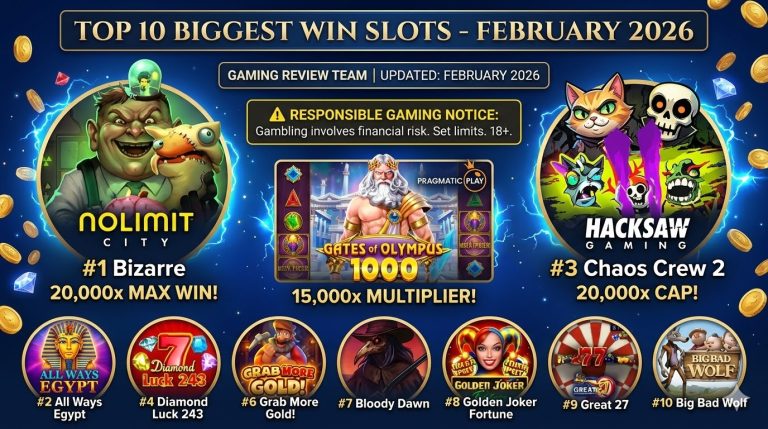 Top 10 Biggest Win Slots – February 2026