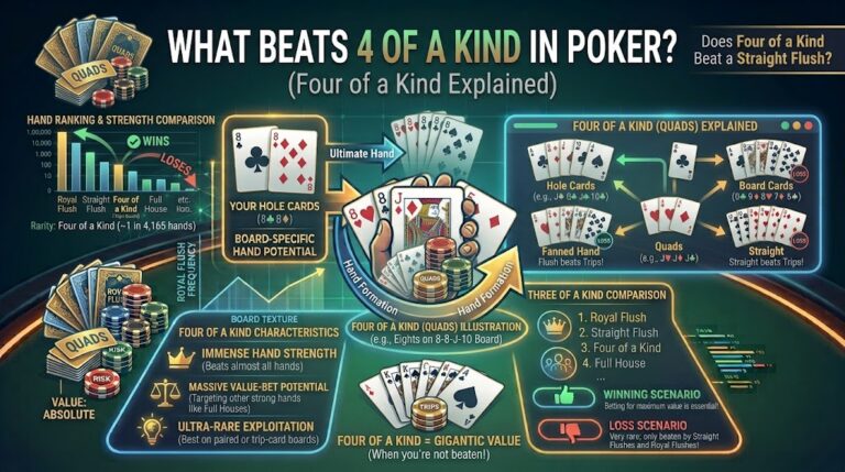 What Beats 4 of a Kind in Poker? Four of a Kind Explained