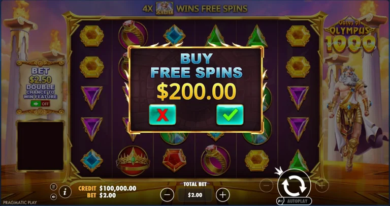 Gates of Olympus 1000 bonus buy prompt for free spins