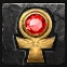 golden ankh with red gem symbol in Hand of Anubis