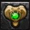 golden cobra head with green gem symbol in Hand of Anubis